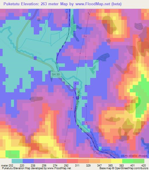 Puketutu,New Zealand Elevation Map