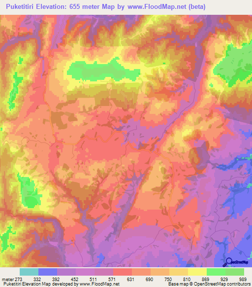 Puketitiri,New Zealand Elevation Map