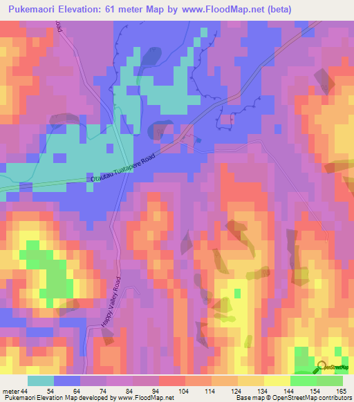 Pukemaori,New Zealand Elevation Map