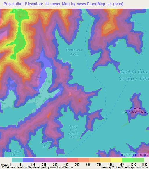 Pukekoikoi,New Zealand Elevation Map