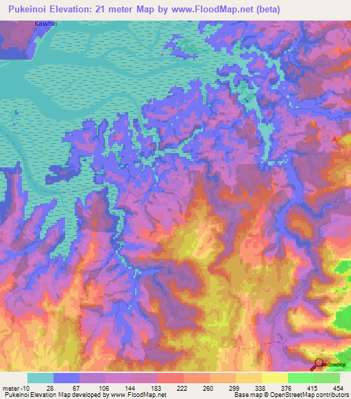 Pukeinoi,New Zealand Elevation Map