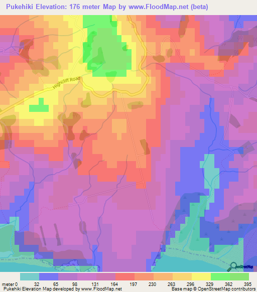 Pukehiki,New Zealand Elevation Map