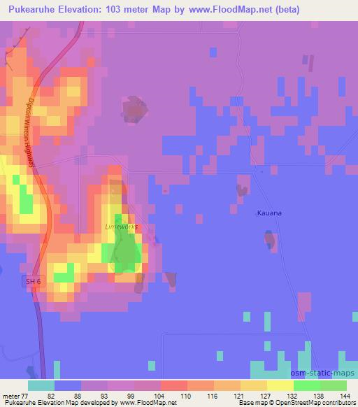 Pukearuhe,New Zealand Elevation Map