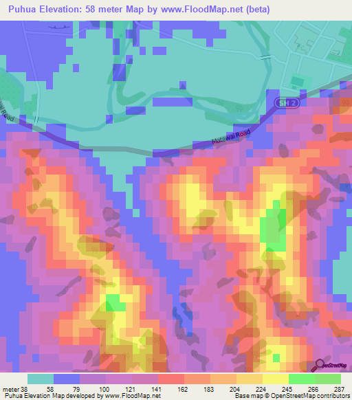 Puhua,New Zealand Elevation Map