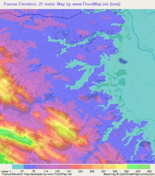Puerua,New Zealand Elevation Map