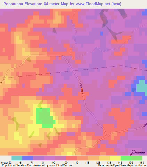 Popotunoa,New Zealand Elevation Map