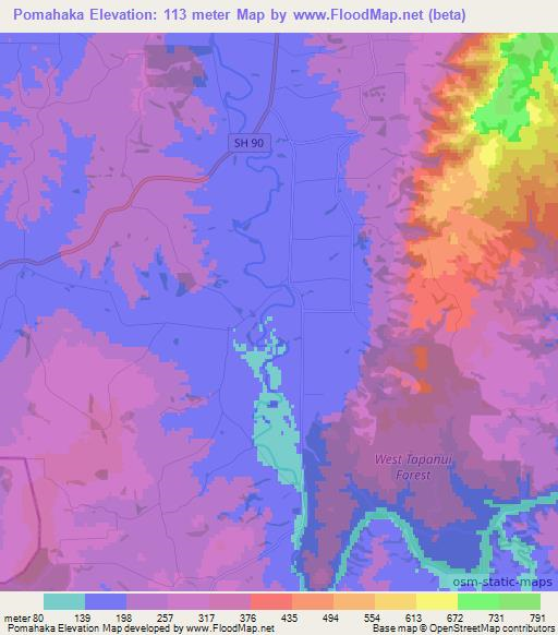 Pomahaka,New Zealand Elevation Map
