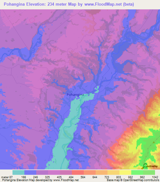 Pohangina,New Zealand Elevation Map