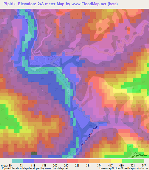 Pipiriki,New Zealand Elevation Map