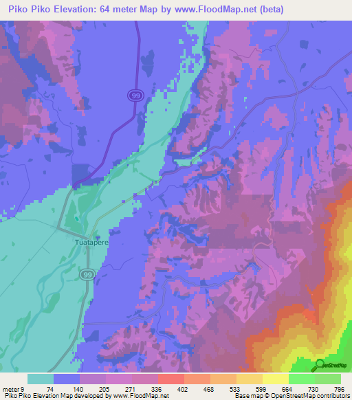 Piko Piko,New Zealand Elevation Map