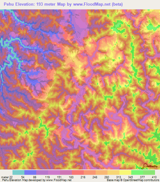 Pehu,New Zealand Elevation Map