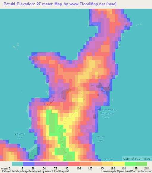 Patuki,New Zealand Elevation Map