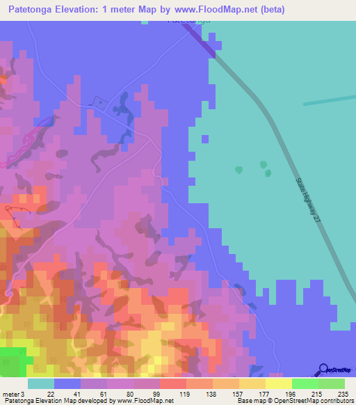 Patetonga,New Zealand Elevation Map