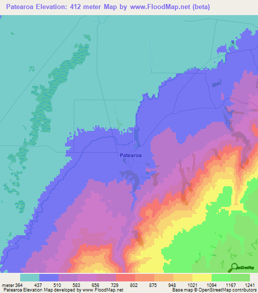 Patearoa,New Zealand Elevation Map