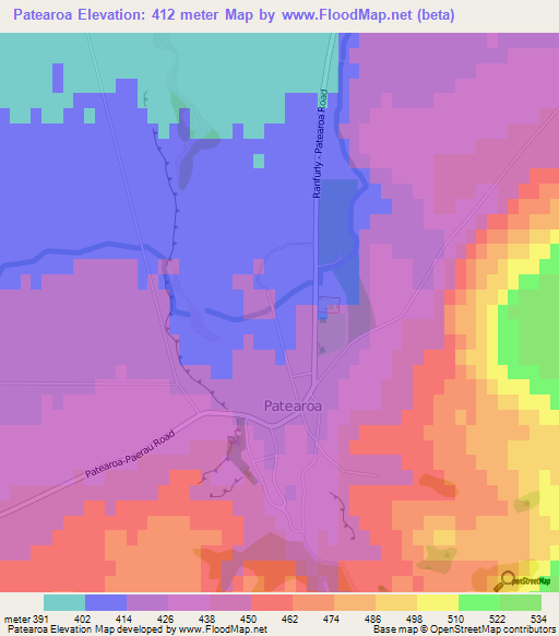 Patearoa,New Zealand Elevation Map