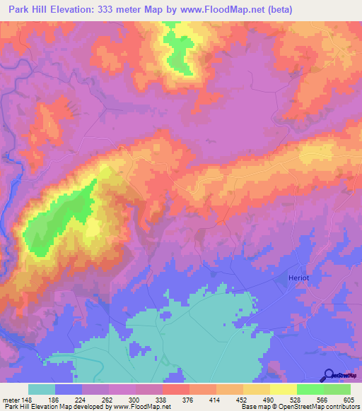 Park Hill,New Zealand Elevation Map
