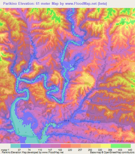 Parikino,New Zealand Elevation Map