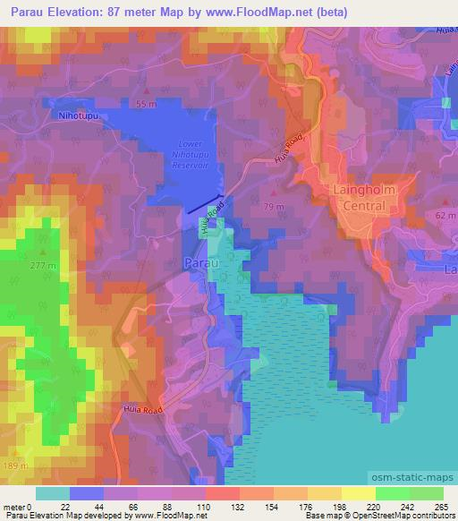 Parau,New Zealand Elevation Map