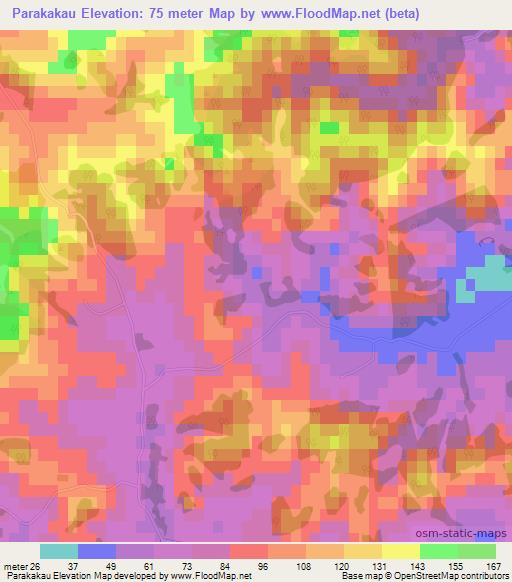 Parakakau,New Zealand Elevation Map