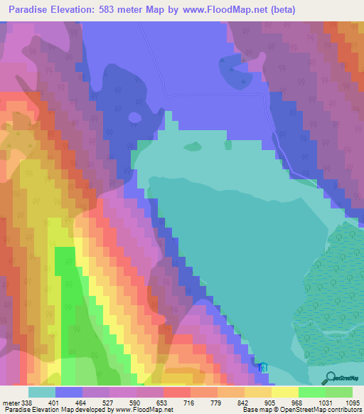 Paradise,New Zealand Elevation Map