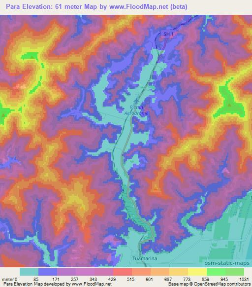 Para,New Zealand Elevation Map