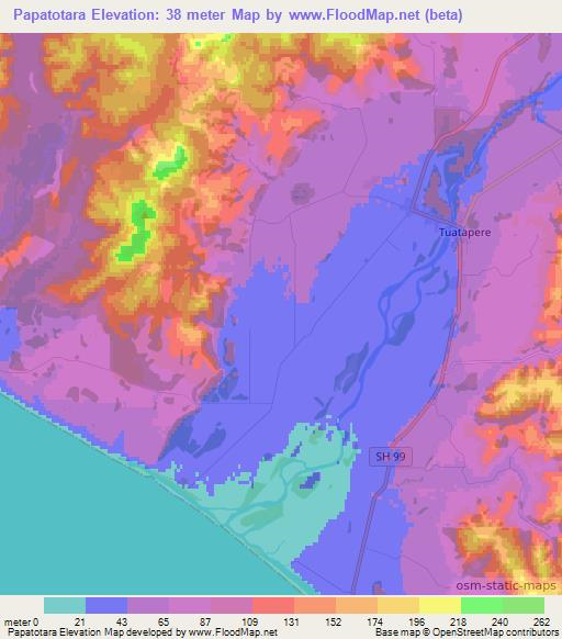 Papatotara,New Zealand Elevation Map