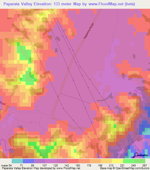 Paparata Valley,New Zealand Elevation Map