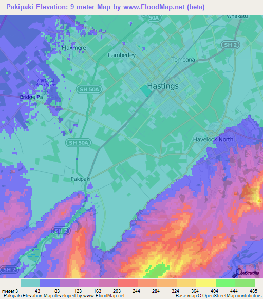 Pakipaki,New Zealand Elevation Map