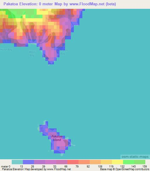 Pakatoa,New Zealand Elevation Map