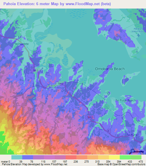 Pahoia,New Zealand Elevation Map