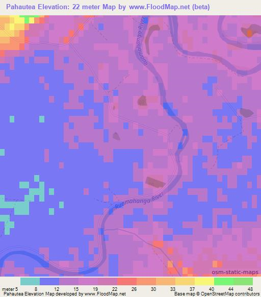 Pahautea,New Zealand Elevation Map