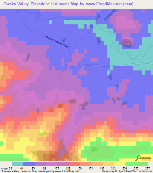 Owaka Valley,New Zealand Elevation Map