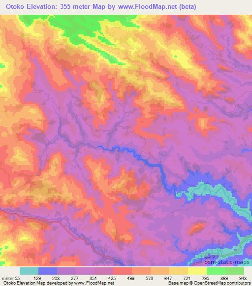 Otoko,New Zealand Elevation Map