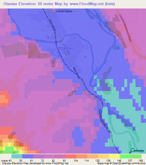 Otautau,New Zealand Elevation Map