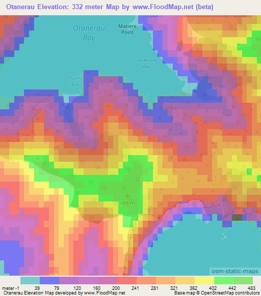 Otanerau,New Zealand Elevation Map