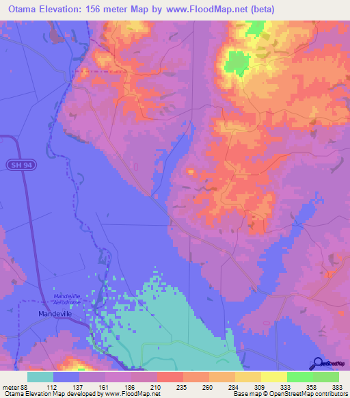 Otama,New Zealand Elevation Map