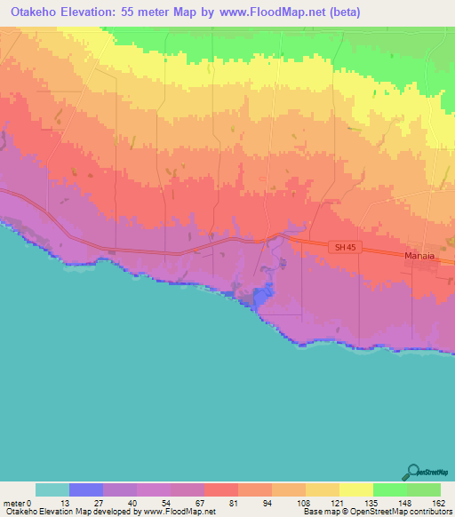 Otakeho,New Zealand Elevation Map