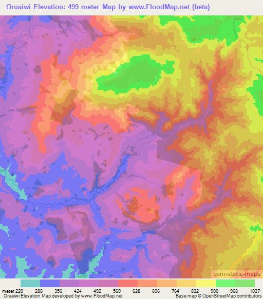 Oruaiwi,New Zealand Elevation Map