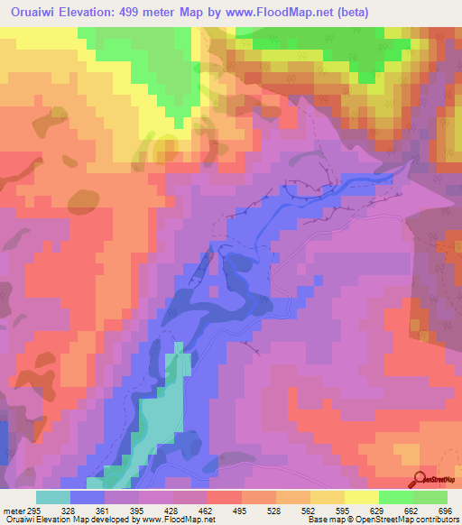 Oruaiwi,New Zealand Elevation Map