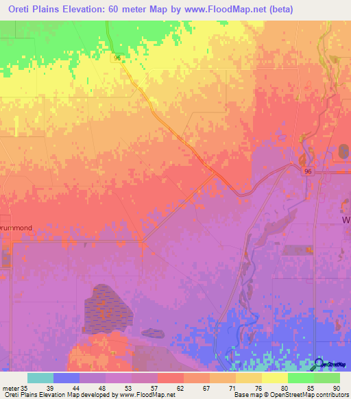 Oreti Plains,New Zealand Elevation Map