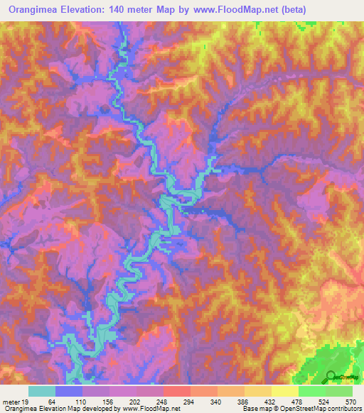 Orangimea,New Zealand Elevation Map
