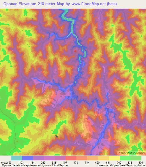 Oponae,New Zealand Elevation Map