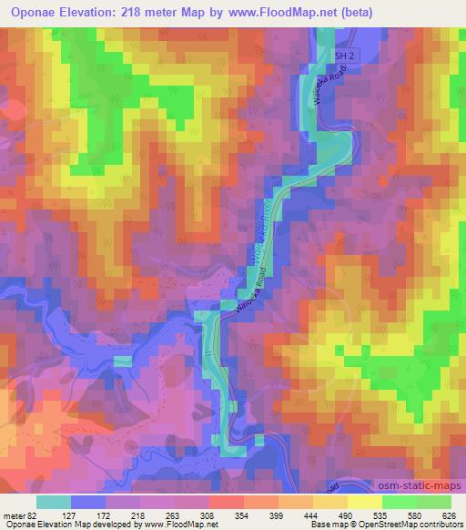 Oponae,New Zealand Elevation Map