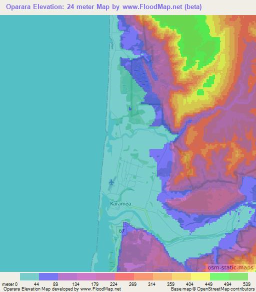 Oparara,New Zealand Elevation Map