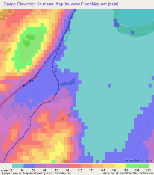 Opapa,New Zealand Elevation Map