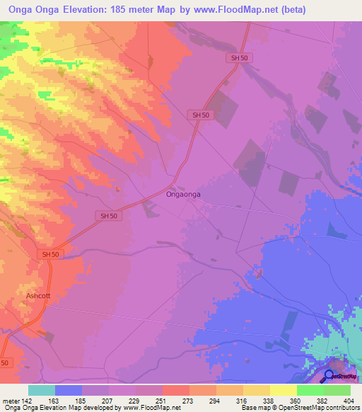 Onga Onga,New Zealand Elevation Map