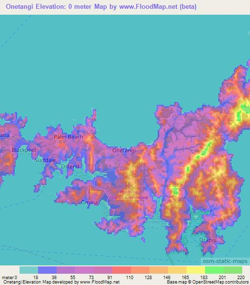 Onetangi,New Zealand Elevation Map