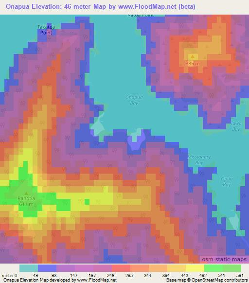Onapua,New Zealand Elevation Map