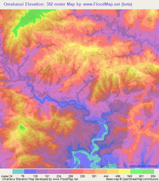 Omahanui,New Zealand Elevation Map