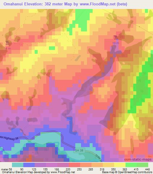 Omahanui,New Zealand Elevation Map